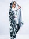 Black and White Mandala Hooded Blanket