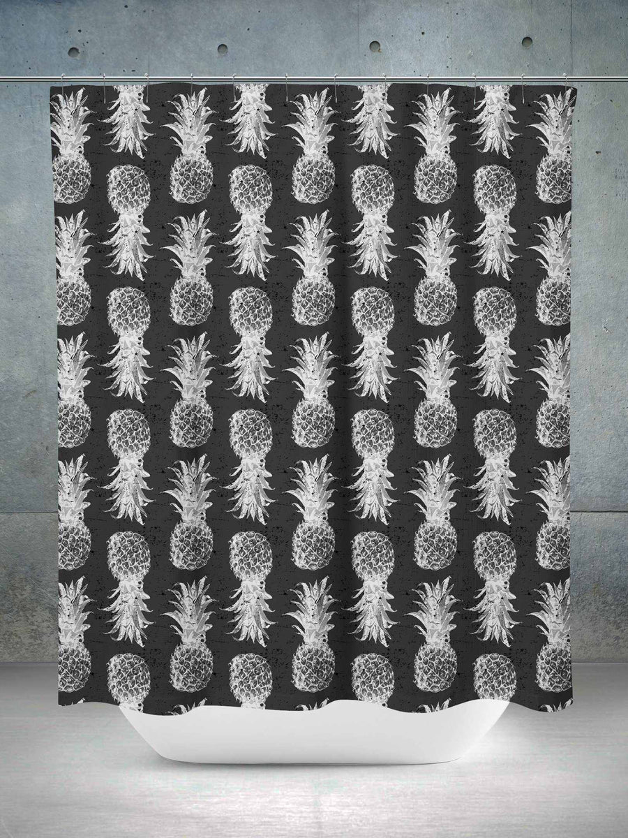 Black and White Pineapple Shower Curtain