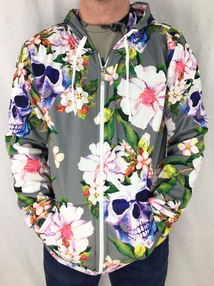 Blooming Skull Unisex Zip Hoodie