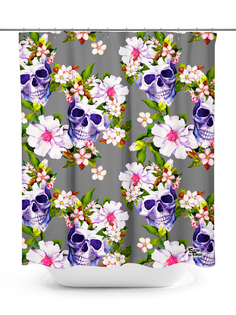 Blooming Skulls Shower Curtain