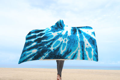 Blue Tie Dye Hooded Blanket