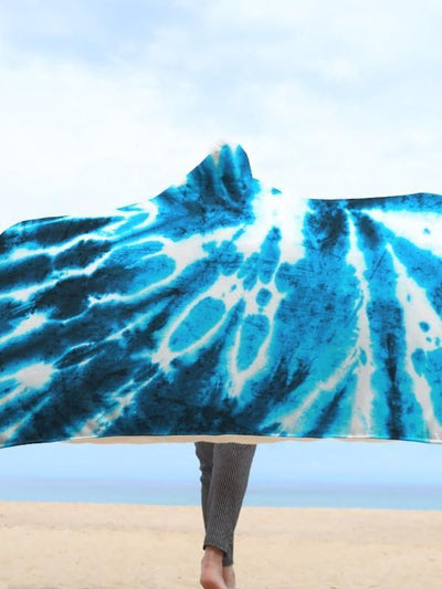 Blue Tie Dye Hooded Blanket