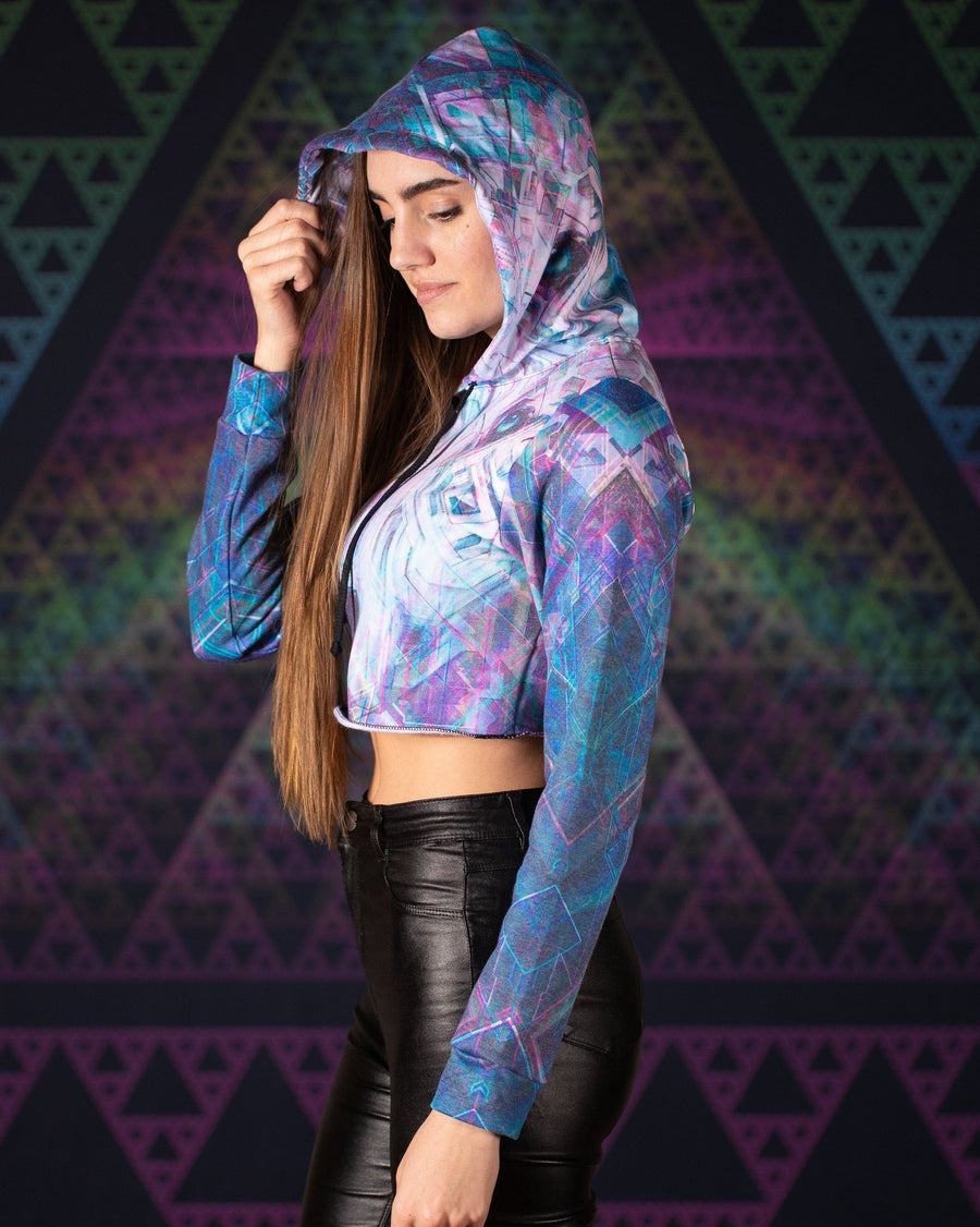 Crystal Wolf Crop Hoodie