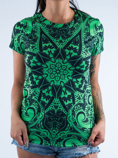 Electro Green Mandala Women's Crew