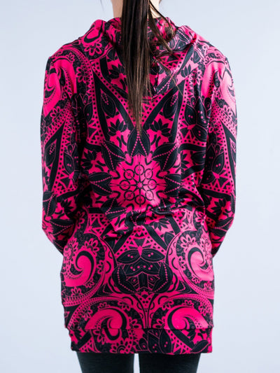 Electro Pink Mandala Hooded Dress