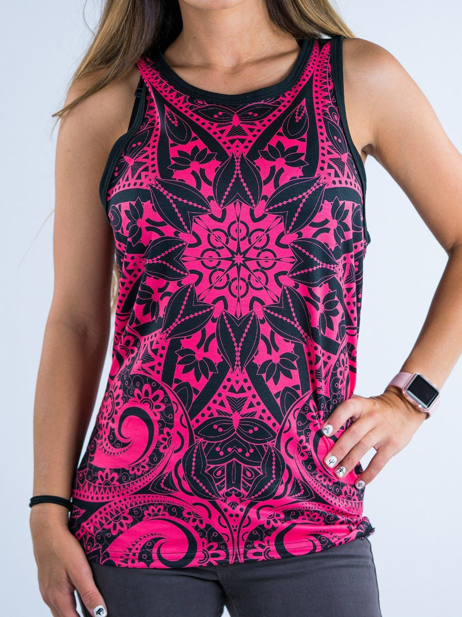 Electro Pink Mandala Unisex Tank Top