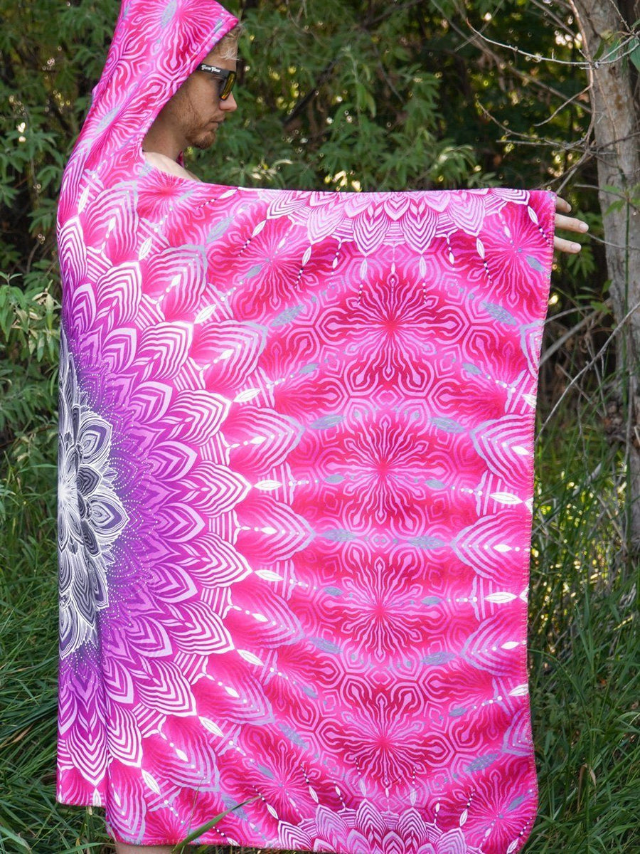 Fuchsia Mandala Hooded Blanket