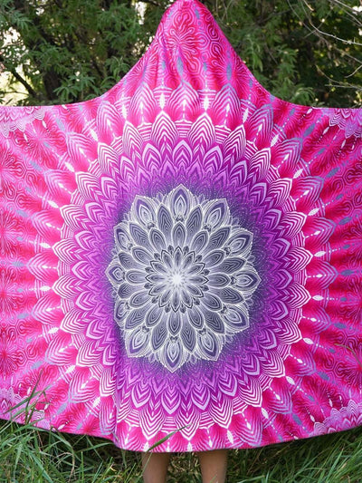 Fuchsia Mandala Hooded Blanket