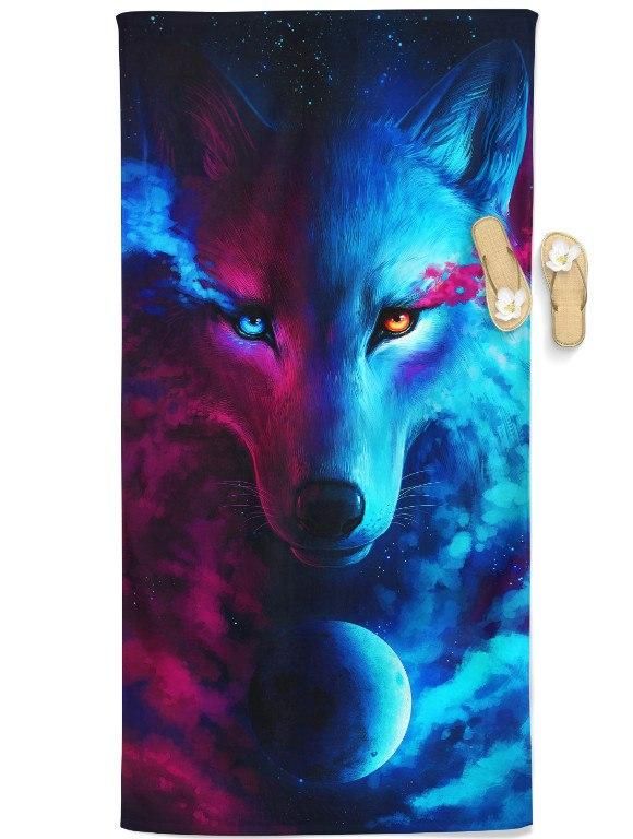 Galaxy Wolf Beach Throw