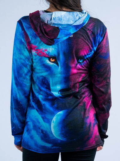 Galaxy Wolf Unisex Hooded Long Sleeve Shirt