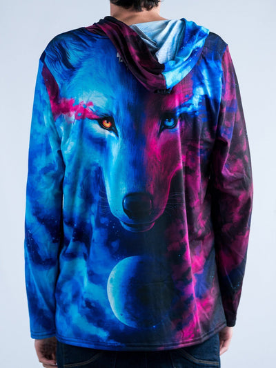 Galaxy Wolf Unisex Hooded Long Sleeve Shirt