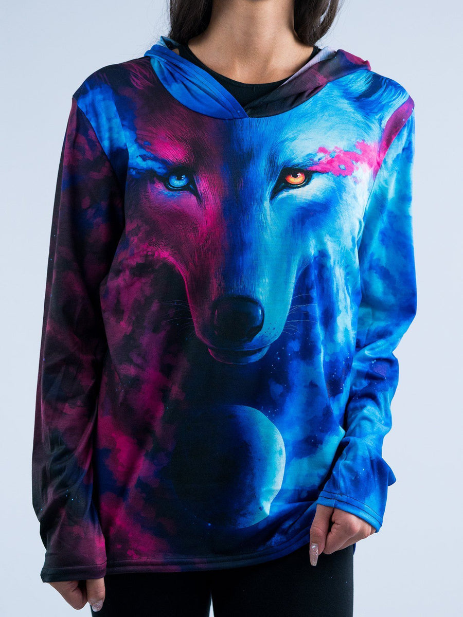 Galaxy Wolf Unisex Hooded Long Sleeve Shirt