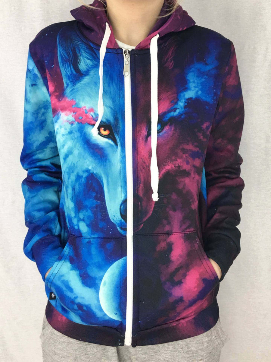 Galaxy Wolf Unisex Zip Hoodie