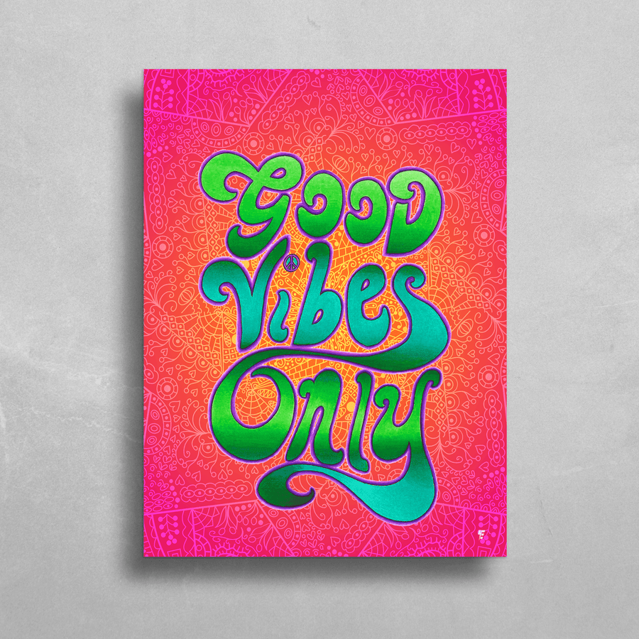 Groovy Vibes HD Metal Panel Print Ready to Hang