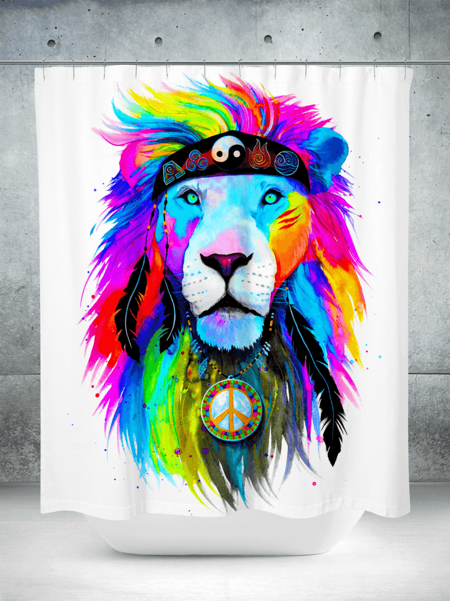 Hippie Lion Shower Curtain