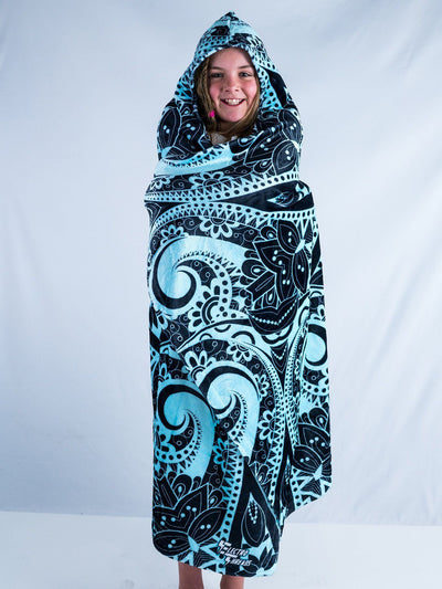 Kids Teal Mandala Hooded Blanket