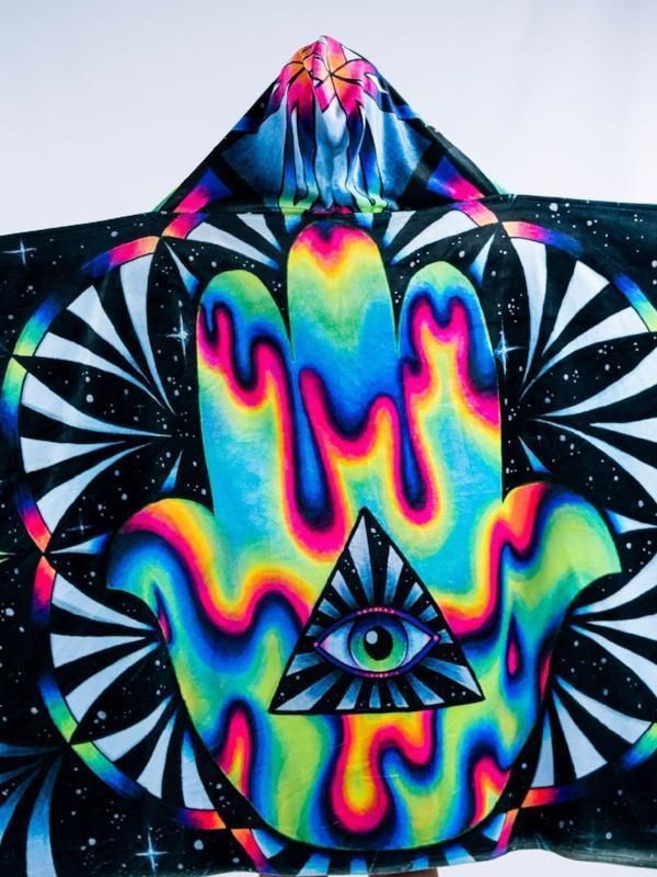 Kids Trippy Hamsa Hooded Blanket