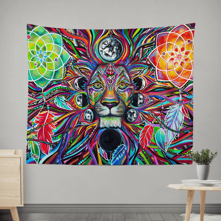 Lunar Lion Wall Tapestry