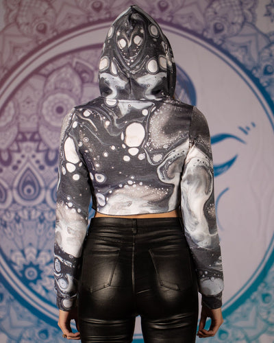 MonochromeMelt Crop Hoodie