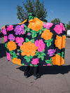 Neon Flowers Hooded Blanket