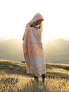 Neon Orange Lotus Mandala Hooded Blanket