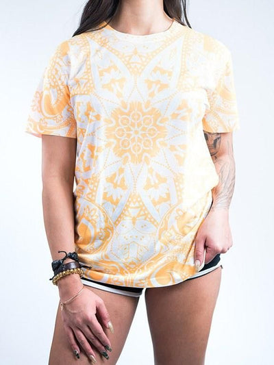 Neon Orange Lotus Mandala Unisex Crew