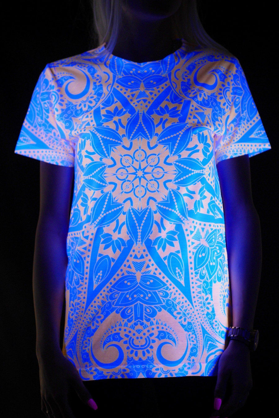 Neon Orange Lotus Mandala Unisex Crew