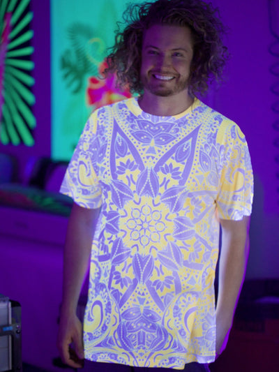 Neon Orange Lotus Mandala Unisex Crew