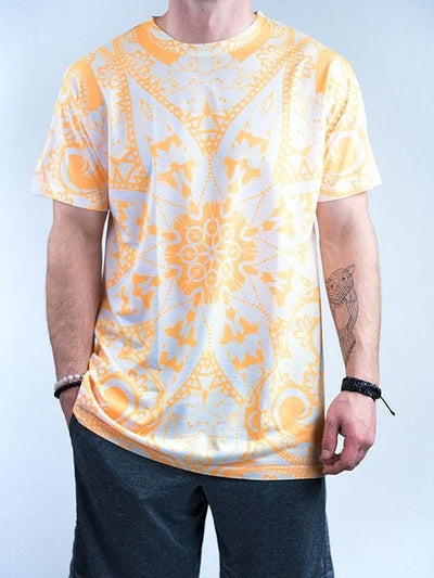 Neon Orange Lotus Mandala Unisex Crew