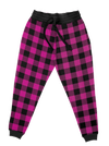 Neon Pink Black Plaid Unisex Joggers