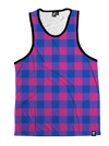 Neon Pink & Blue Plaid Unisex Tank Top