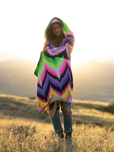 Neon Vibe Up Hooded Blanket