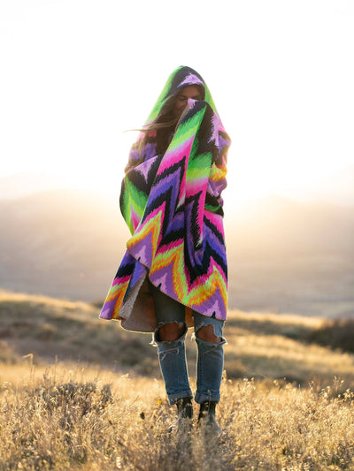 Neon Vibe Up Hooded Blanket