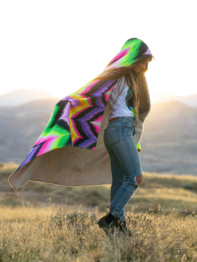 Neon Vibe Up Hooded Blanket