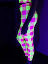 Neon Yellow & Pink Plaid Tights