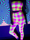 Neon Yellow & Pink Plaid Tights