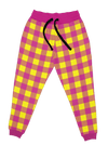 Neon Yellow & Pink Plaid Unisex Joggers