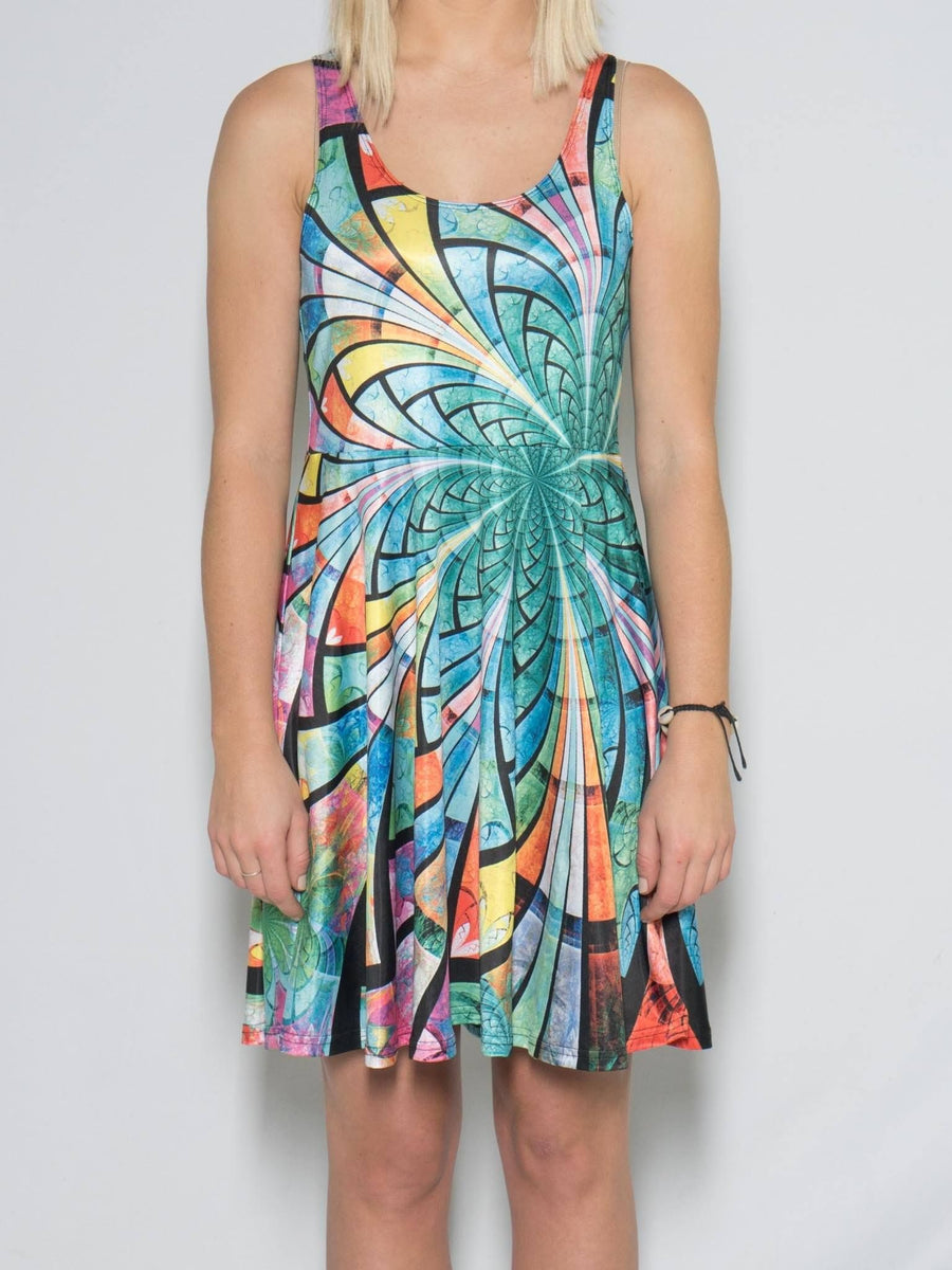 Optical Stained Glass Flowy Racerback Dress