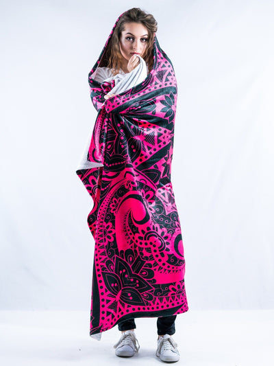 Pink Mandala Hooded Blanket