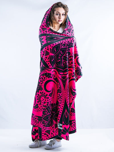 Pink Mandala Hooded Blanket