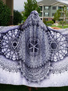 Platonic Mandala White Hooded Blanket