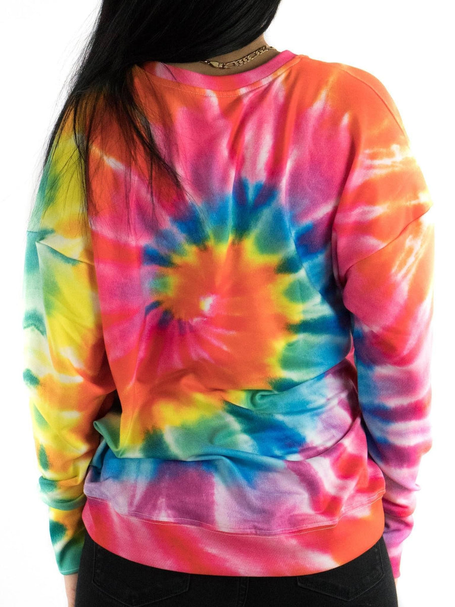 Rainbow Tie Dye Drop Shoulder Sweatshirt