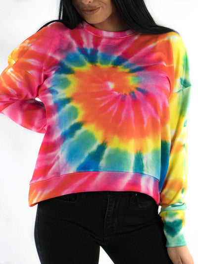 Rainbow Tie Dye Drop Shoulder Sweatshirt