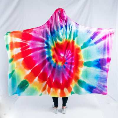 Rainbow Tie Dye Hooded Blanket