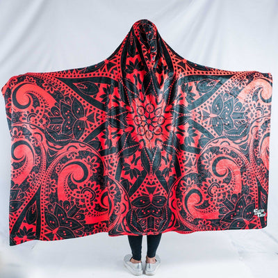 Red Mandala Hooded Blanket