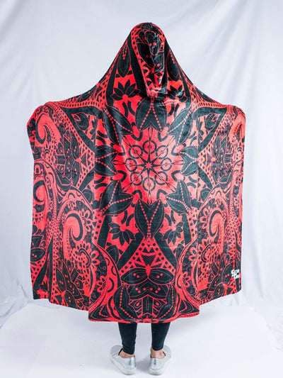 Red Mandala Hooded Blanket