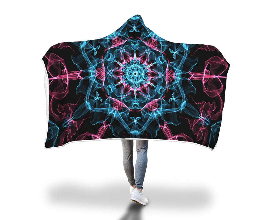 Smokey Blue Mandala Hooded Blanket