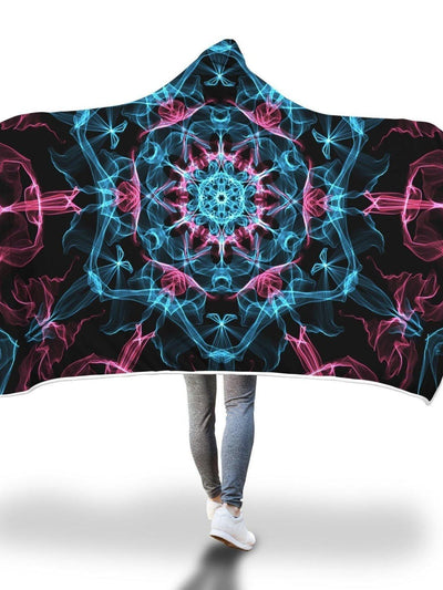 Smokey Blue Mandala Hooded Blanket