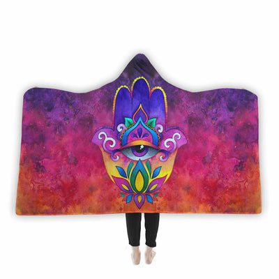 Sunset Hamsa Vibes Hooded Blanket