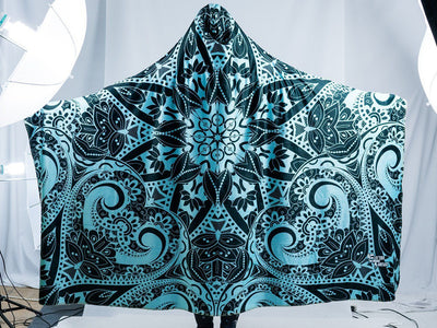 Teal Mandala Hooded Blanket